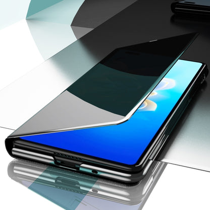 Blue mirror protective phone case with fold stand, showing side edges and ports