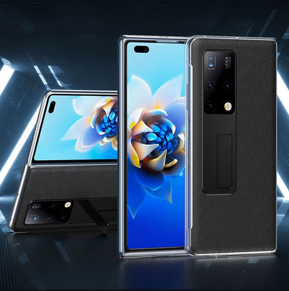Transparent protective case with invisible holder for Huawei Mate X2, black textured back
