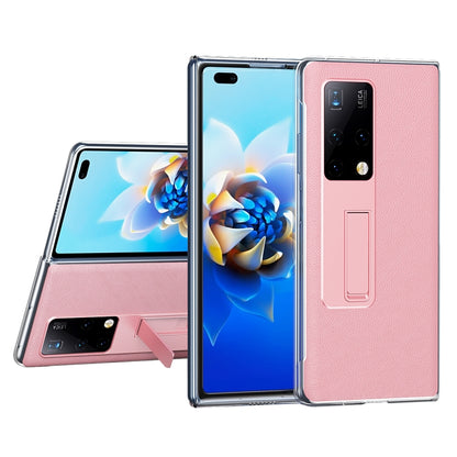Transparent protective case with invisible holder for Huawei Mate X2, pink back