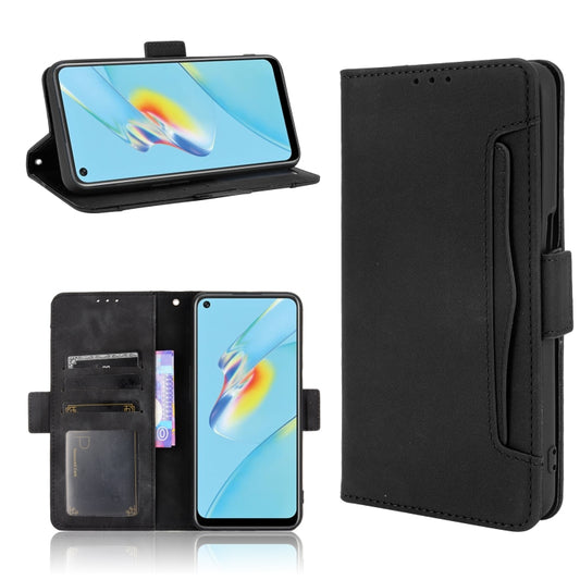 Black flip leather wallet case with phone stand, card slots, and photo frame