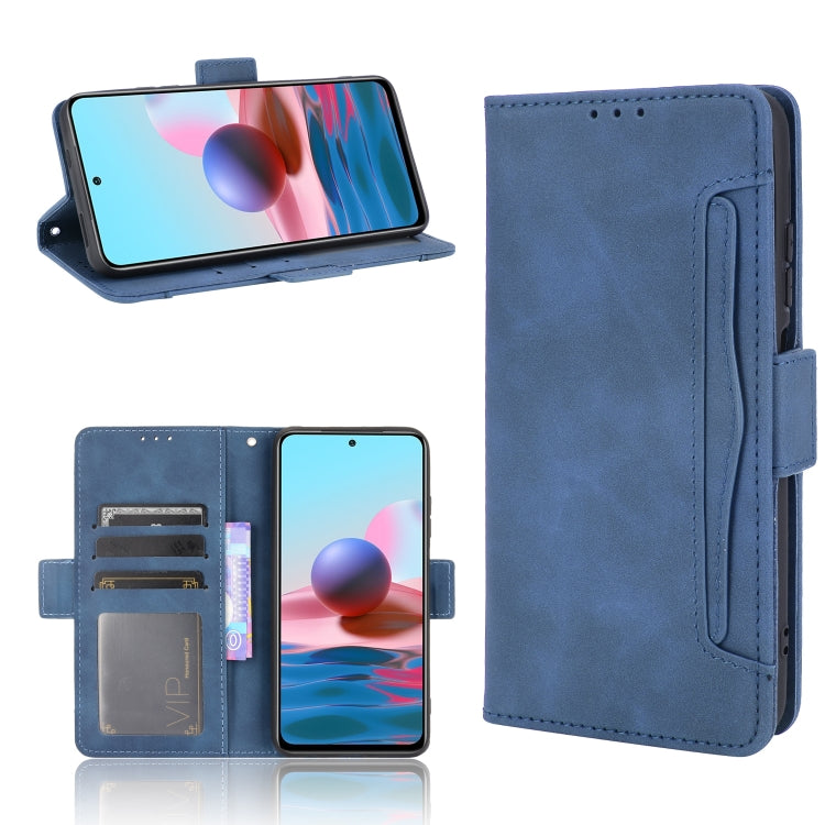 Blue flip leather phone case with card slots and stand, horizontal flip holder design.