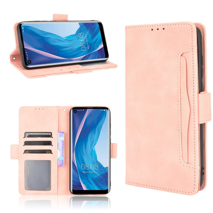 Light pink flip leather phone case with card slots and photo holder