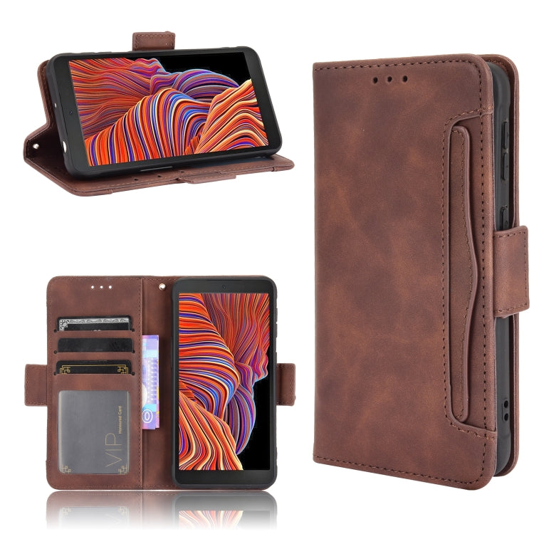 Brown leather flip phone case with card slots and inner photo window holder