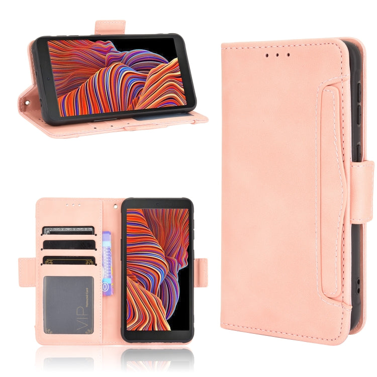 Pink flip leather phone case with card slots and holder, horizontal fold