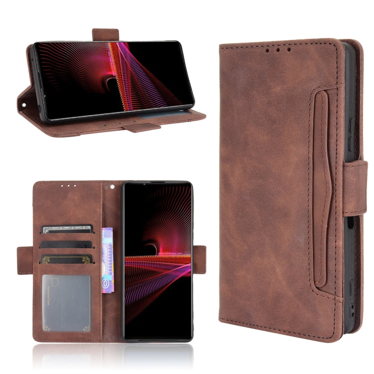 Brown leather flip phone case with front cover closed and camera cutout
