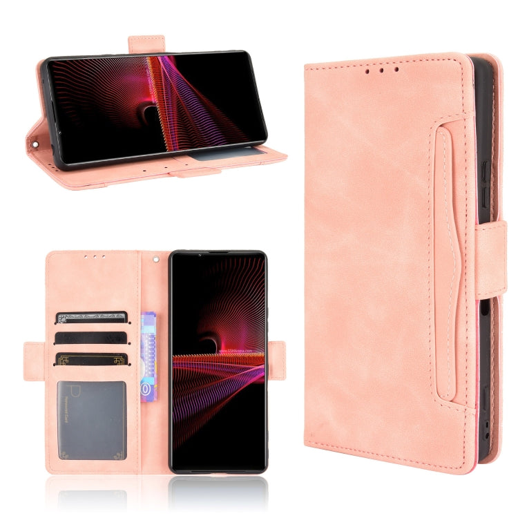Pink horizontal flip leather phone case with card slots and photo holder