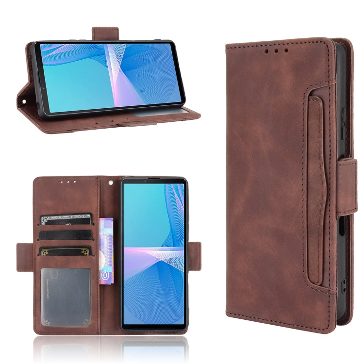 Brown leather flip phone case with card slots and horizontal flip stand