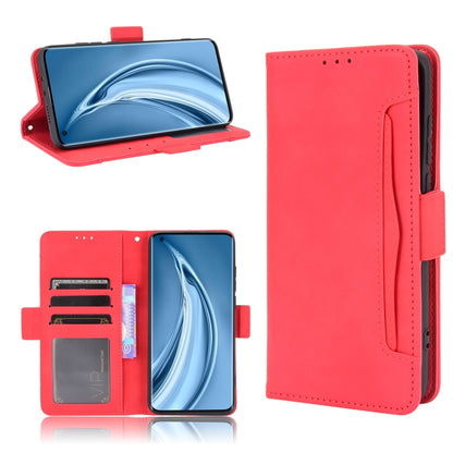 Red flip leather phone case with card slots and photo holder