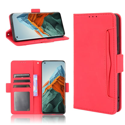 Red flip leather phone case with card slots and photo holder
