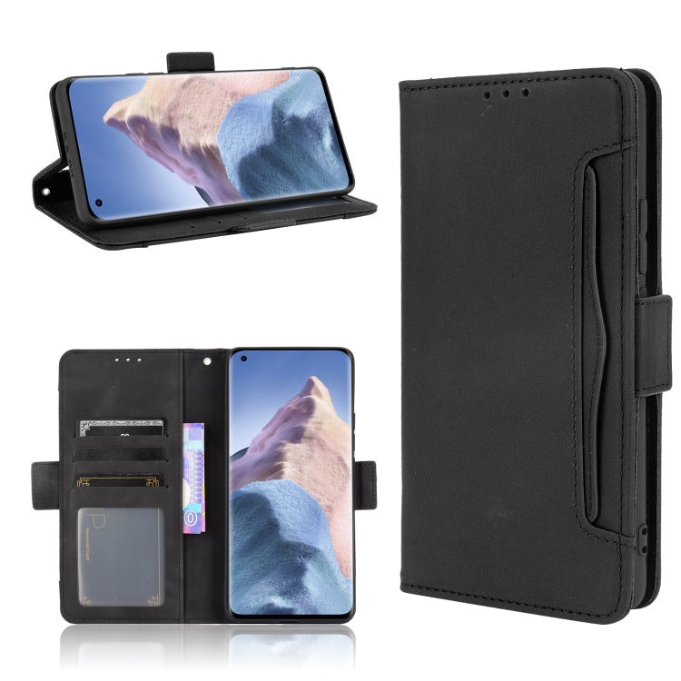 Black leather flip phone case with card slots and protective phone front cover.