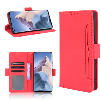 Red flip leather phone case with card slots and photo holder