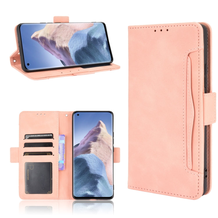 Pink flip leather phone case with card slots and viewing pocket for phone