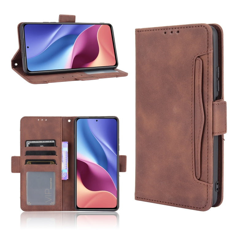 Brown leather flip phone case with inner card holder and closed back view