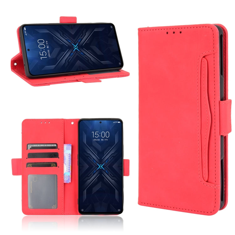 Red flip leather phone case with card slots and photo holder