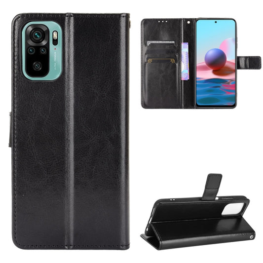 Black crazy horse texture leather flip phone case with card slots and photo-frame style holder