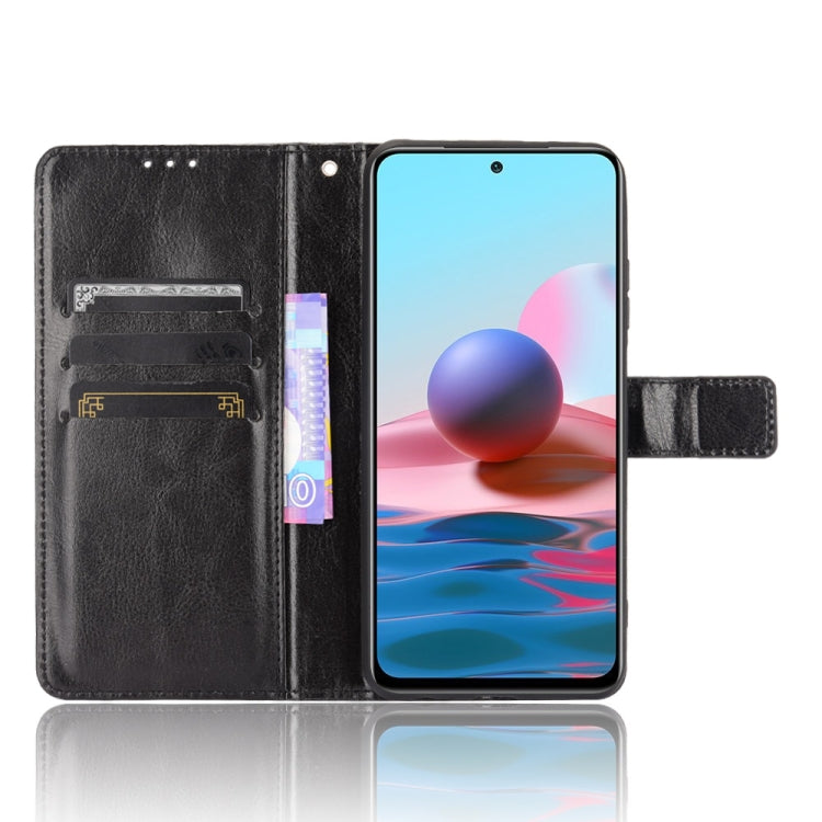 Black leather flip phone case with card slots and phone held in place
