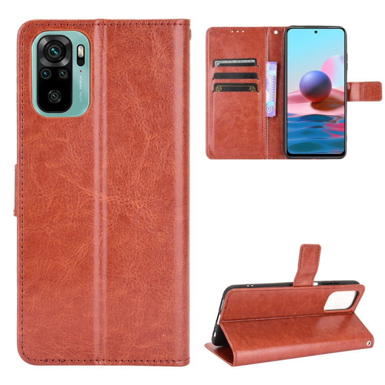 Brown crazy horse texture leather flip phone case with card slots and stand