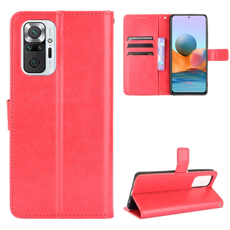 Red leather-style phone wallet case with card slots and kickstand flip cover holder.