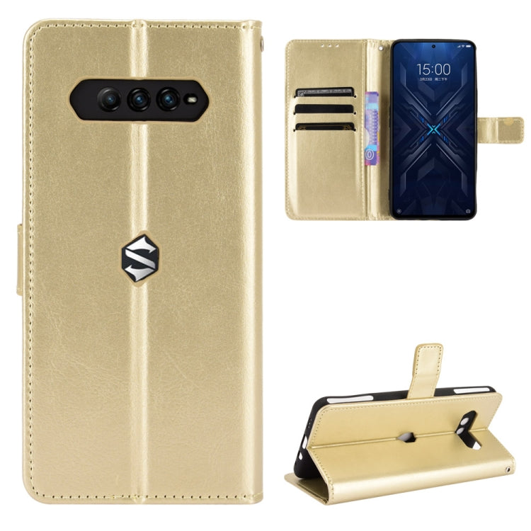 Light gold leather flip phone case with card slots and camera cutout; built-in stand.