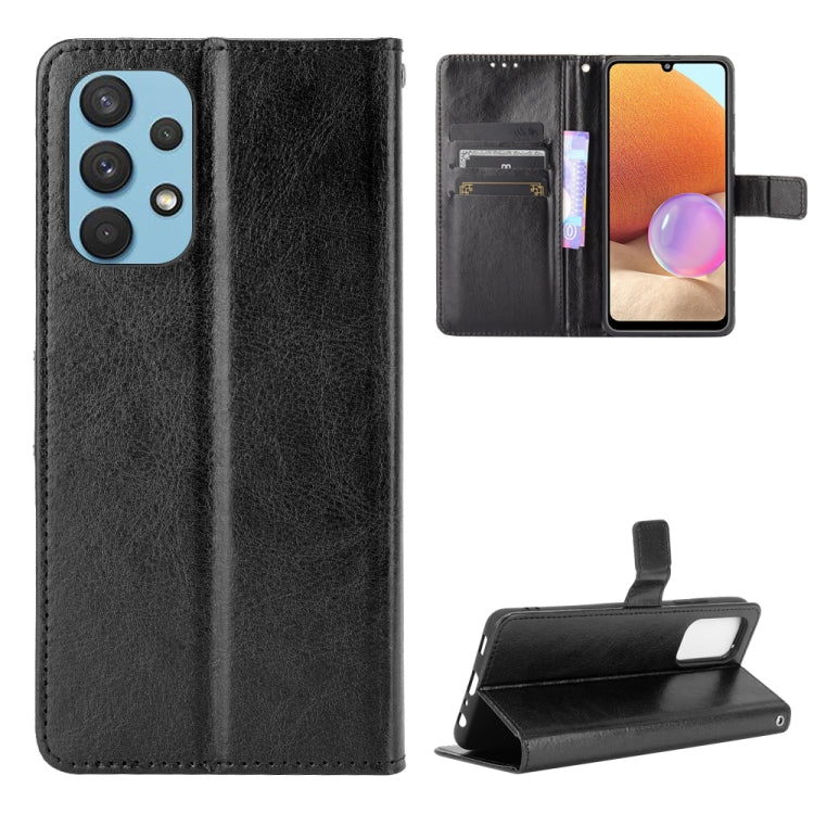 Dark charcoal black leather flip phone case with card slots and camera cutout; stand.