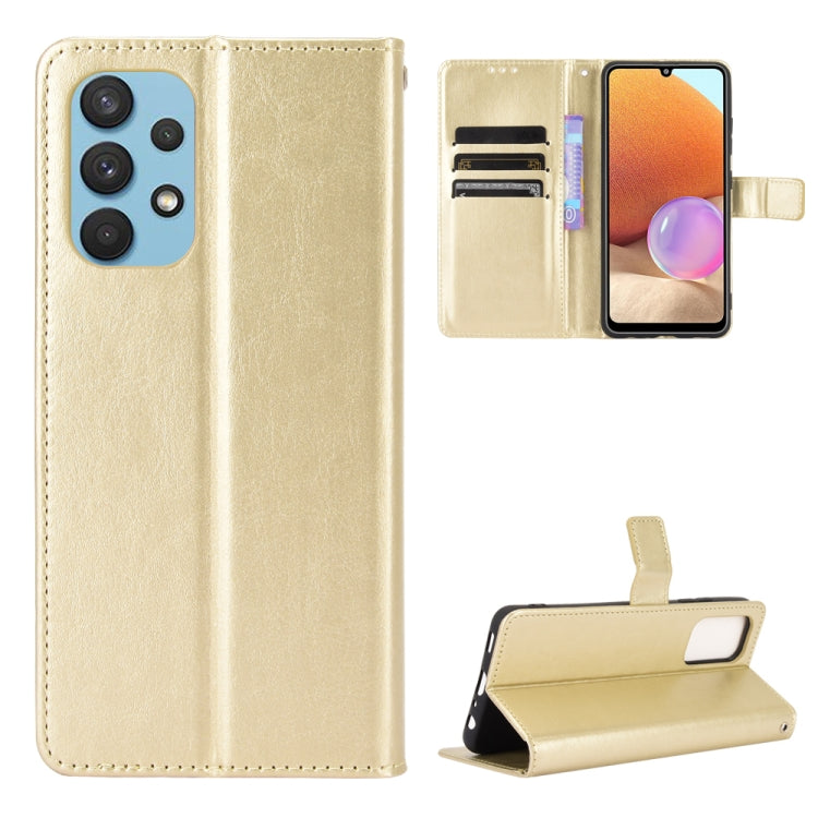 Gold retro crazy horse leather flip phone case with card slots and kickstand holder