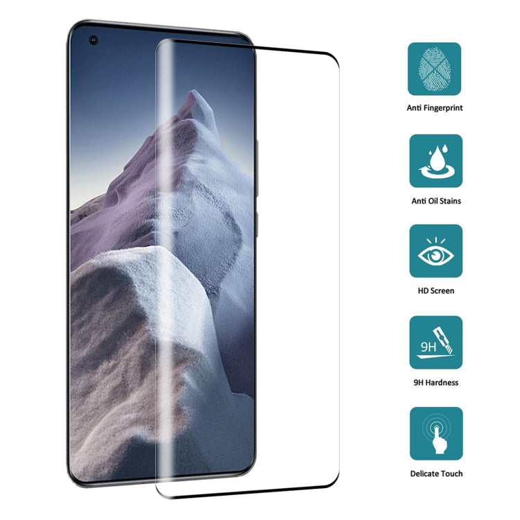 3D curved tempered glass screen protector film, aligned over smartphone front