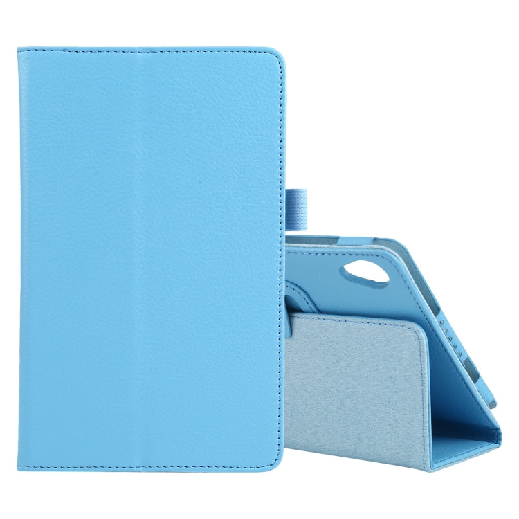 Light blue leather tablet flip case with kickstand and interior holder