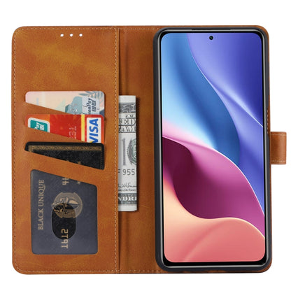 Coffee leather phone wallet case with photo frame, card slots, and flip cover.