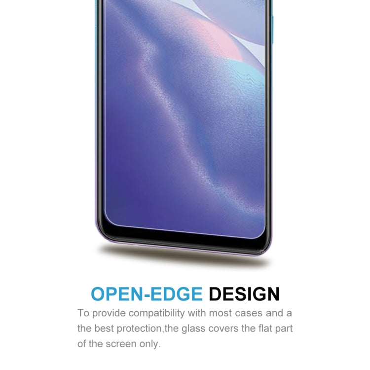 Tempered glass screen protector with open-edge design for flat screen coverage