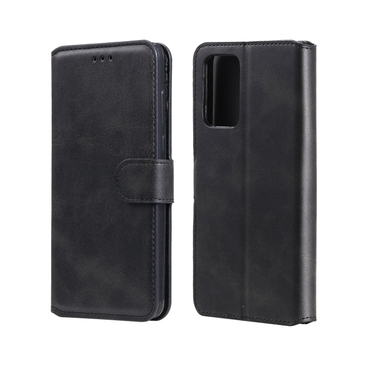 Black flip phone wallet case with magnetic strap and camera cutout.