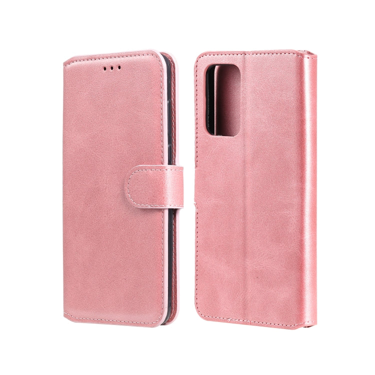 Light pink flip phone wallet case with magnetic strap and camera cutout.