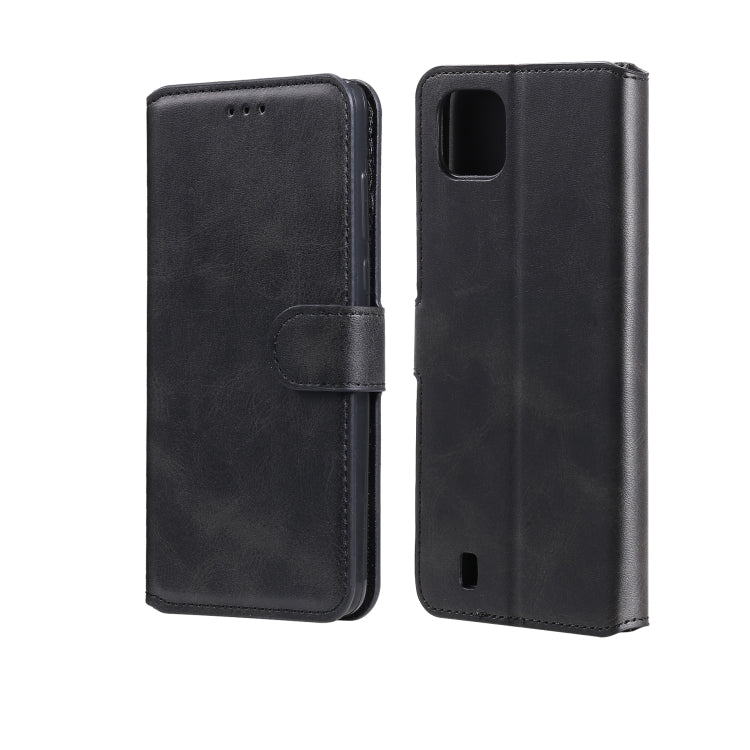 Black flip leather phone case with card holder, front flap, and camera/port cutouts
