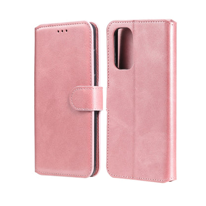 Pink flip leather phone case with card holder flap and rear camera/port cutouts