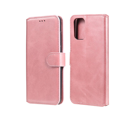 Rose pink flip leather phone case with card slots and magnetic holder, open and closed views