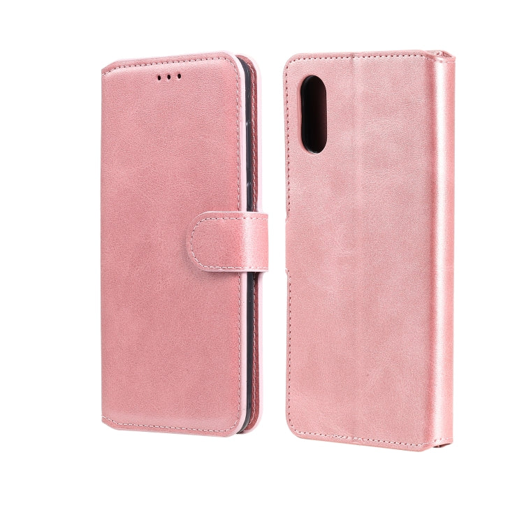 Rose pink flip phone wallet case with magnetic strap and camera cutout.