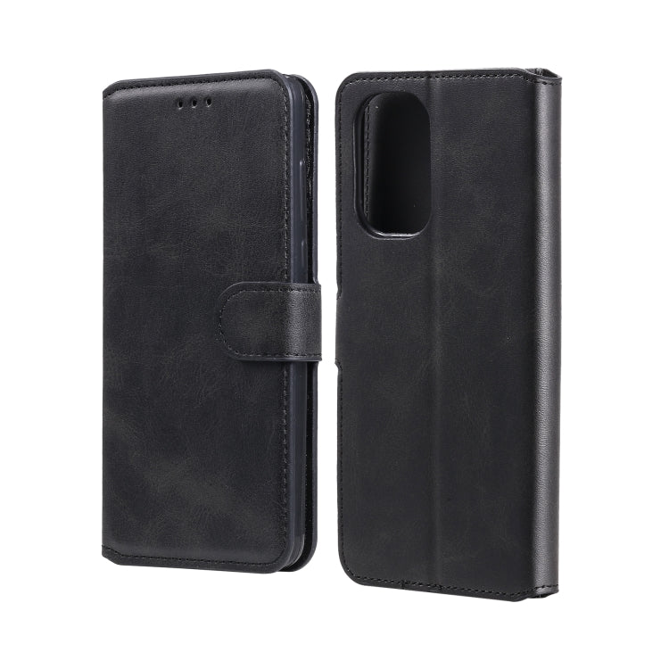 Black PU wallet-style flip case with fold-over cover, card slots and camera opening
