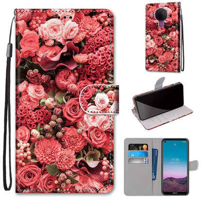 Red rose bouquet phone wallet case with flip cover and card slots, wrist strap