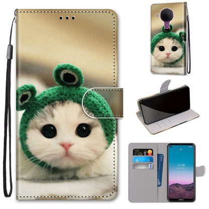 PU leather flip phone wallet case with card slots and lanyard; panda cat drawing design.