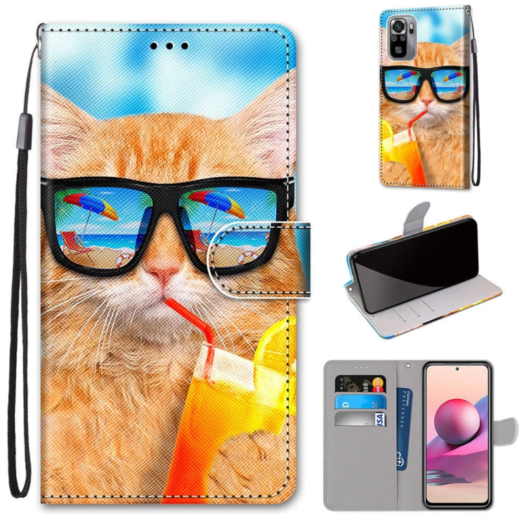 Cat drawing PU leather flip phone wallet with card slots, lanyard, magnetic clasp