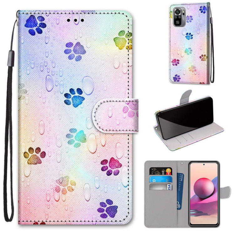 Pastel paw print PU leather flip phone wallet with card slots and lanyard