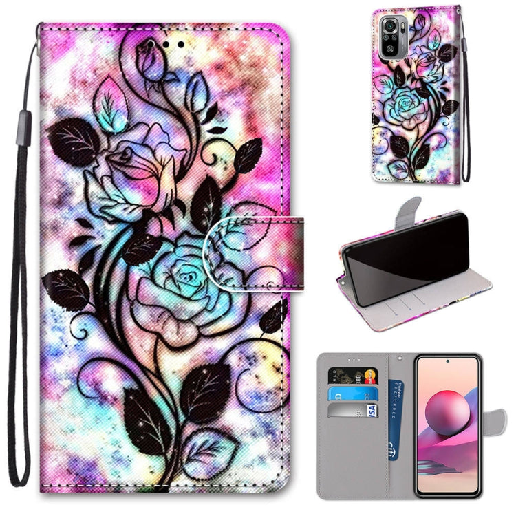 Flip PU leather phone case with card slots, pastel floral unicorn-style design, wrist lanyard