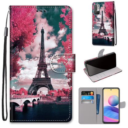 Flip PU leather phone wallet case with Eiffel Tower graphic, card holder and lanyard strap