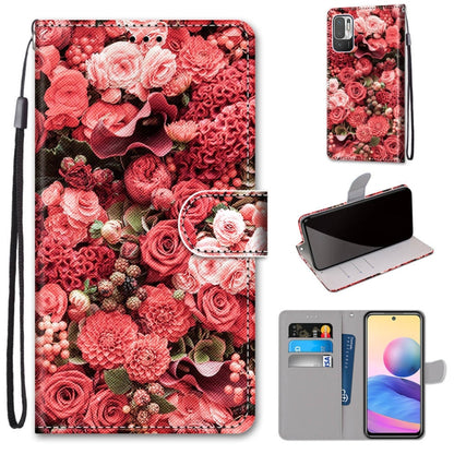Red rose PU leather flip phone wallet case with card slots and wrist strap