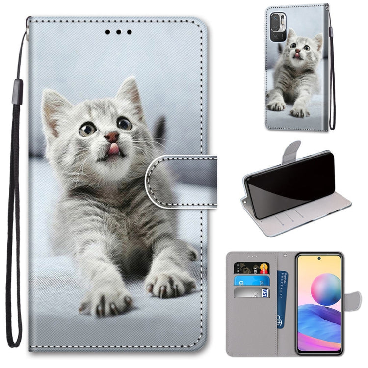 White cat portrait PU leather flip phone wallet case with card slots and wrist strap