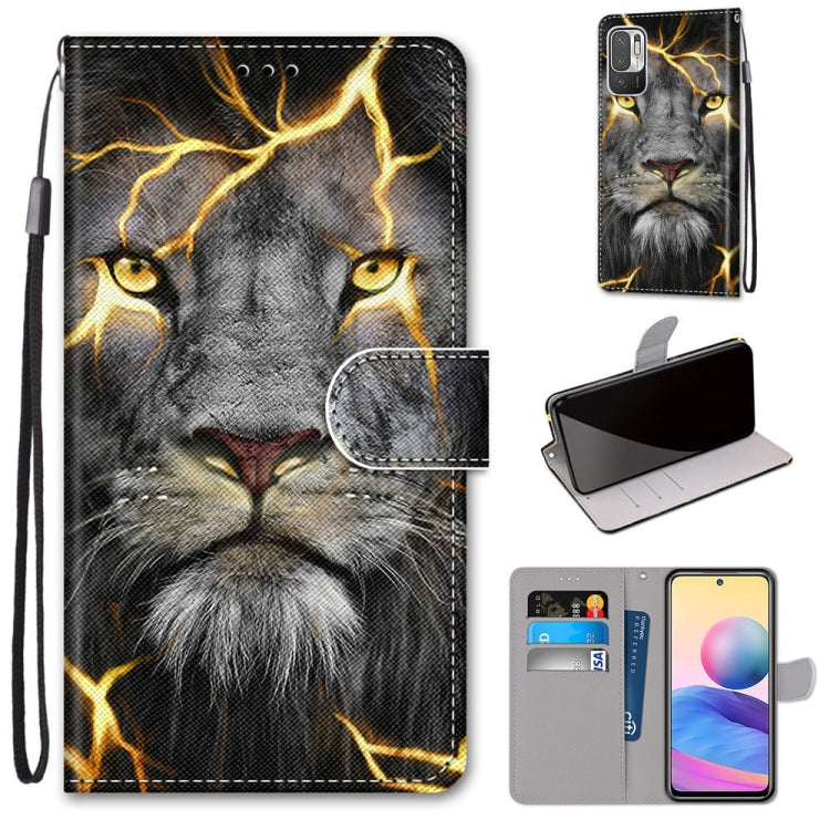 PU leather flip wallet phone case with lanyard, gray lion face design, card slots and holder