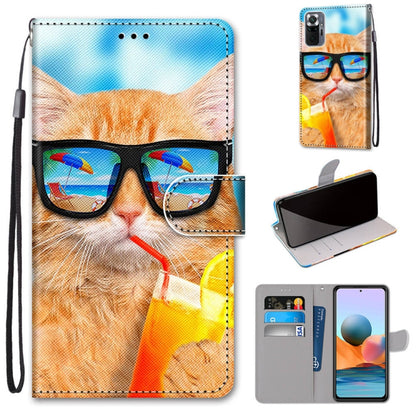 PU leather flip wallet phone case with lanyard, orange cat with glasses design, card slots and holder
