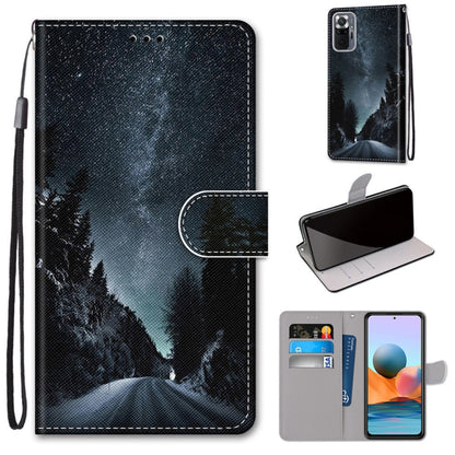 Flip PU leather phone wallet case with dark mountain and forest silhouette, card slots