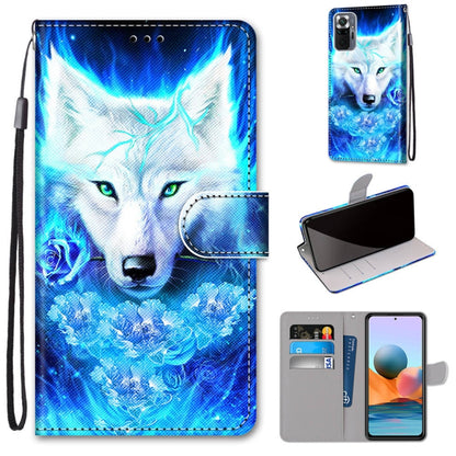 PU leather phone wallet case with lanyard, flip cover, and card holder—blue wolf art