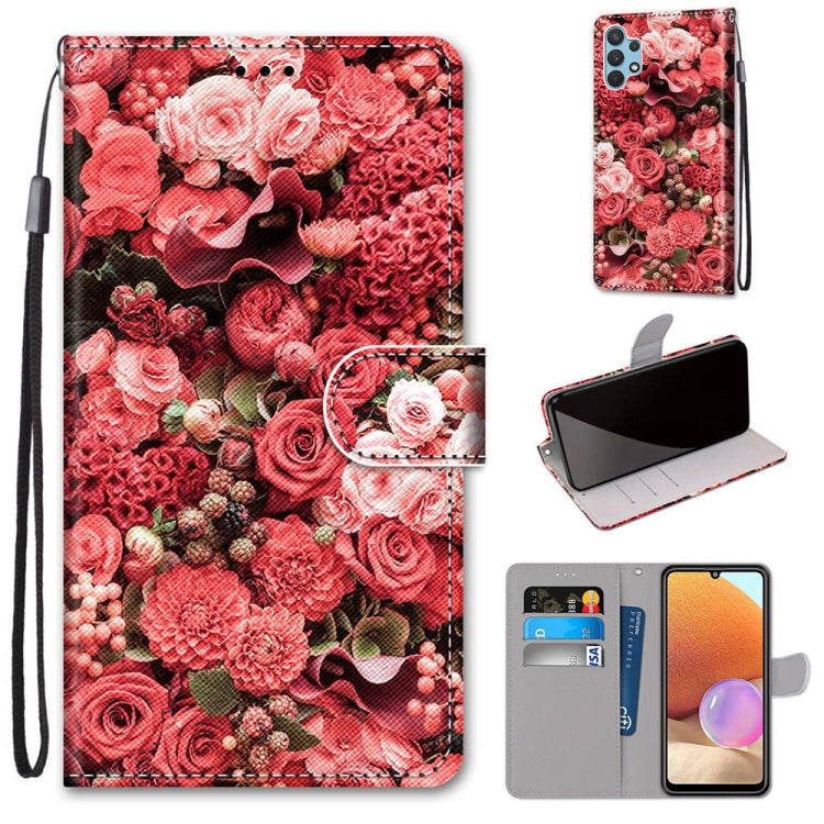 Red rose PU leather flip phone wallet case with card slots and wrist lanyard.