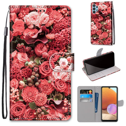 Red rose PU leather flip phone wallet case with card slots and wrist lanyard.